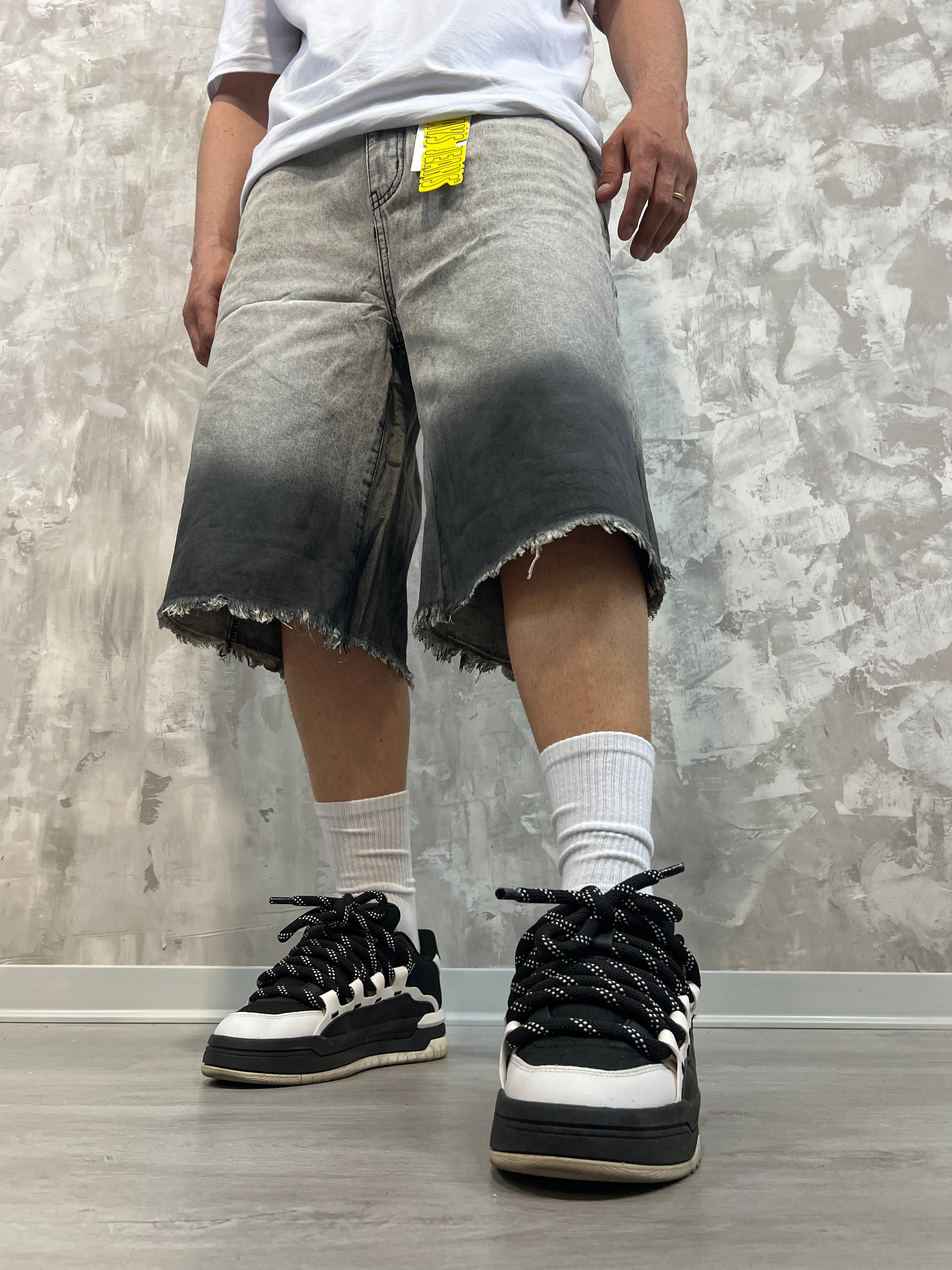 Bermuda Jeans Grey Black Sfumati
